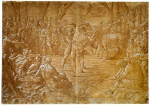 The Fight between Entellus of Sicily and Dares of Troy by Luca Penni