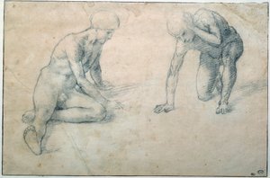 Two Naked Men Squatting