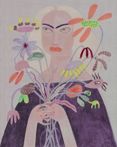 Woman Holding Unique Flowers by Luca di Napoli
