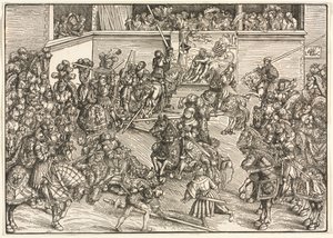 The Second Tournament with the Tapestry of Sampson and the Lion by Lucas Cranach
