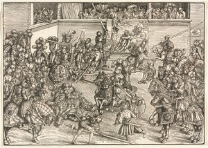 The Second Tournament with the Tapestry of Sampson and the Lion by Lucas Cranach