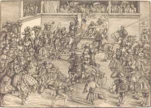 The Second Tournament with the Tapestry of Samson and the Lion by Lucas Cranach the Elder