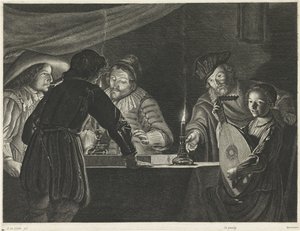 Tric-trac Players by Candlelight