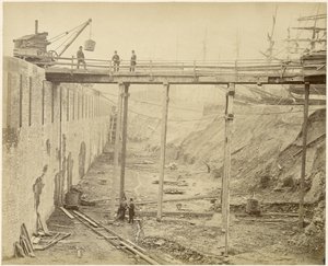 Construction of the Expanded Limehouse Basin, London, May 1869 by Lucas and Tuck