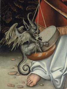 The Archangel Michael holding the Scales of Justice (detail) by Lucas the Elder (workshop of) Cranach