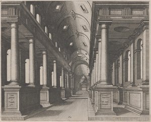 Interior View of a Church with a Barrel Vault by Lucas van Doetechum and Johannes