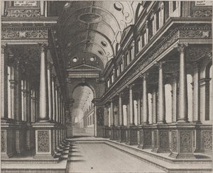 Interior of a Church with a Statue in the Far Background by Lucas van Doetechum and Johannes
