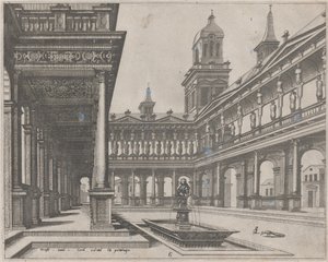 Palace Courtyard with Fountain in a Rectangular Basin