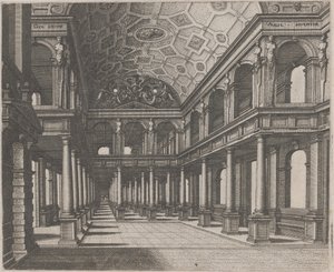 View into a Hall with Tuscan Columns by Lucas van Doetechum and Johannes