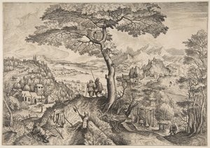 Soldiers at Rest from The Large Landscapes, ca. 1555-56 by Lucas van Doetecum