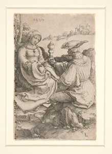 A Nobleman and a Lady Seated in a Landscape by Lucas van Leyden