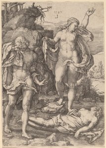 Adam and Eve Lamenting the Death of Abel by Lucas van Leyden