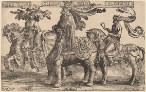 Hector of Troy, Alexander of Macedon, Julius Caesar by Lucas van Leyden