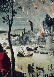 Lot and his Daughters, detail of the destruction of Sodom