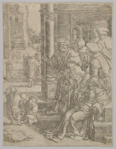 Poet Virgil Suspended in a Basket by Lucas van Leyden