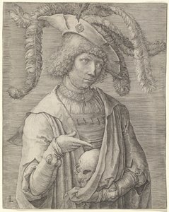 Portrait of a Young Man with a Skull by Lucas van Leyden