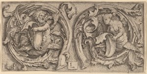 Triton and Siren in Tendrils by Lucas van Leyden
