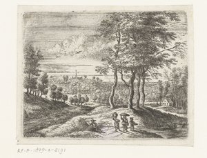 Forest Landscape with Two Women and a Boy with a Basket (Small Landscapes) by Lucas van Uden