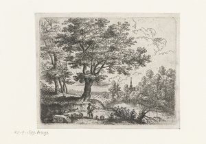 Landscape with a Shepherd (Small Landscapes series) by Lucas van Uden