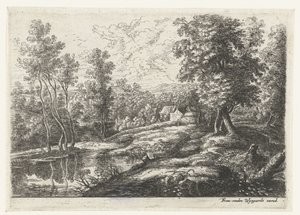 Landscape with Houses and a Church Surrounded by a Wall (series title: Five Landscapes)