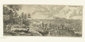 Landscape with Men Carrying Sticks (Brede landschappen) by Lucas van Uden