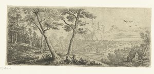 Landscape with Two Conversing Men by Lucas van Uden