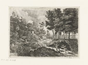 Landscape with Two Putti (series title: Five Landscapes) by Lucas van Uden