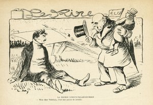 Illustration in Le Rire, 30/03/12 - The Limoux-Palais-Bourbon Race - Elections, Aviation - Vedrines Jules (engraving)