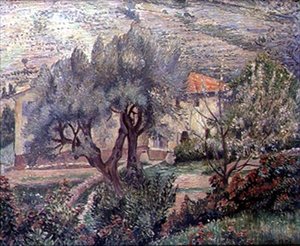 Orovida Landscape, the Cherry Tree by Lucien Pissarro