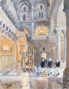Novices at the Church of the Holy Sepulchre, Jerusalem by Lucy Willis