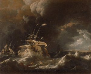 Dutch Merchant Ships in a Storm by Ludolf Bakhuizen