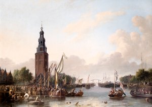 A Man of Rank Embarking at Amsterdam by Ludolf I Backhuysen