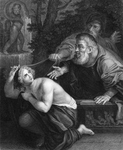 Susannah and the Elders (engraving) by Ludovico (after) Carracci