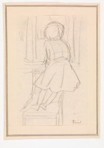 Little Girl Standing on a Chair and Looking Out of a Window by Ludvig Find