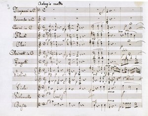 Sheet music page of the Symphony No. 1 in C major by Ludwig van Beethoven