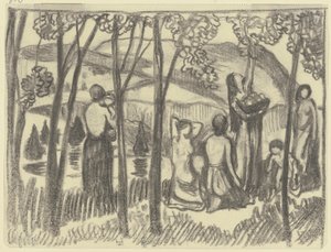 Kneeling Women and Fruit Picker by Ludwig von Hofmann