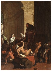 North Transept, Altar of San Rocco 1635-45, Genovesino 1645, Distribution of Goods to the Poor, Painted Lower Left