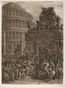 The Body of Hadrian Laying in State next to His Mausoleum by Luigi Ademollo