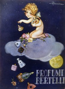 Advertising for Bertelli fragrances. Illustration by Brisi (Busi) by Luigi Busi