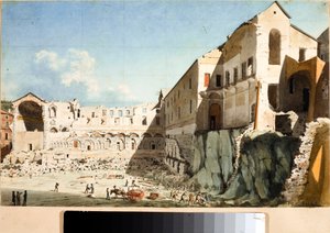 Construction site of demolition of the church and convent of Saint Dominica in Genoa by Luigi Garibbo