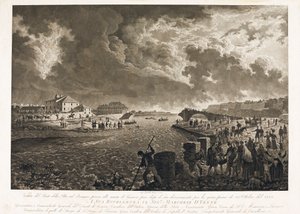 View of the bridge Pila in Genoa, after the flood of the Bisagno torrent on 26/10/1822 (Etching, c.1822) by Luigi Garibbo