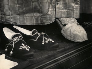 Slippers prepared for the Pope in a display of liturgical garments