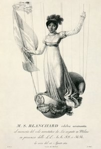Portrait of French Balloonist Sophie Blanchard During Her Flight in Milan, Italy, 1811 by Luigi Rados