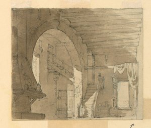 Stage Design, Interior of Kitchen by Luigi Ricci