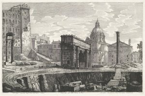 The Column of Phocas at the Roman Forum by Luigi Rossini
