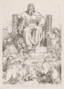 God the Son in Majesty on the Throne Surrounded by the Four Creatures and Worshipped by the Twenty-four Elders
