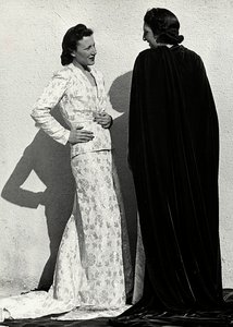 Two models present creations of the Italian couture house 