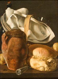 Still Life with Bread, a Jug, and a Napkin