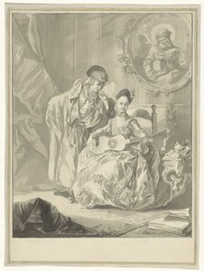 Seated Guitar Player and Standing Smoking Man in an Interior by Luis Paret y Alcazar