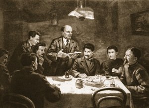 Meeting of the Central Committee of the Bolshevik Party, 23rd October 1917 by Lupov (attr. to)